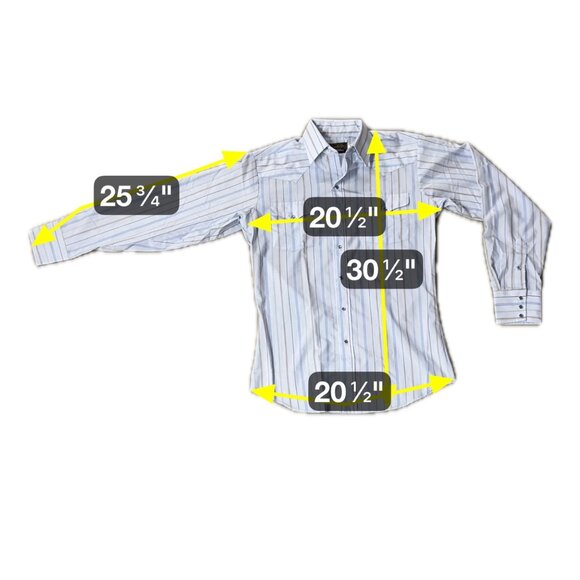 Vintage Panhandle Slim Western Pearl Snap Shirt Blue Striped Long Sleeve USA - Picture 6 of 6